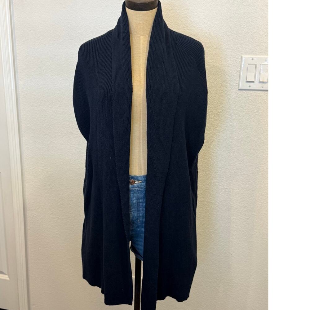 Joan Vass Navy 100% cotton  Cardigan Sweater Top Shirt Women XL